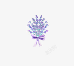 紫色薰衣草上的蝴蝶结素材