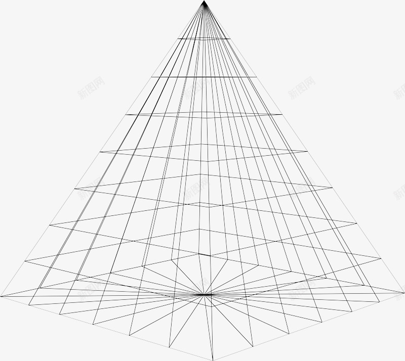 黑色网格3D金字塔png免抠素材_新图网 https://ixintu.com 3D 网格 金字塔 黑色