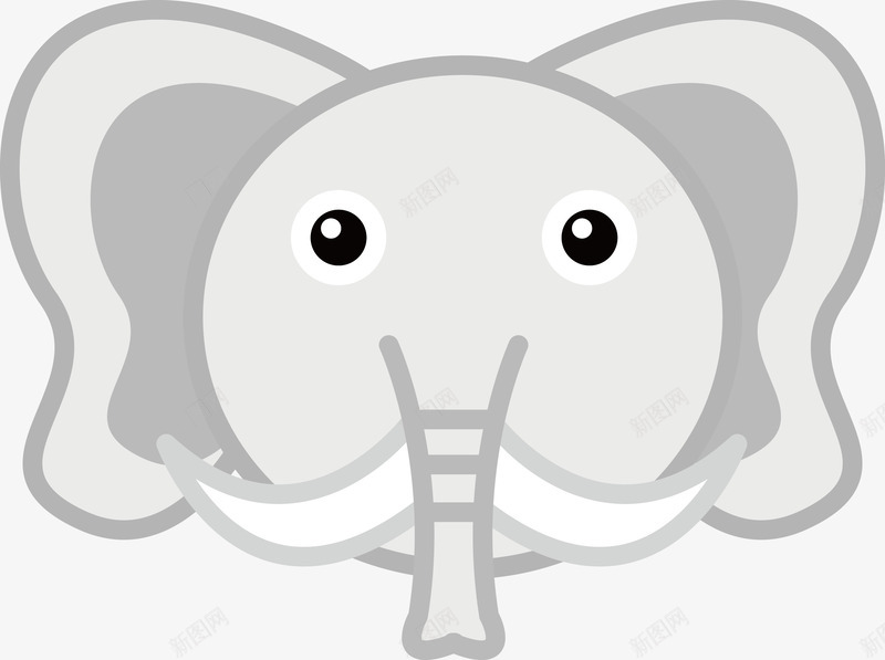 萌萌的卡通大象头png免抠素材_新图网 https://ixintu.com 动物 卡通手绘 大象 大象头 矢量免抠