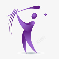 紫色头发的小人打高尔夫球的飘带小人高清图片