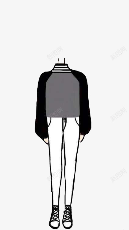 站着的男士卡通身子图标png_新图网 https://ixintu.com 卡通 手绘 无头 灰色 男士 白色 站着 黑色