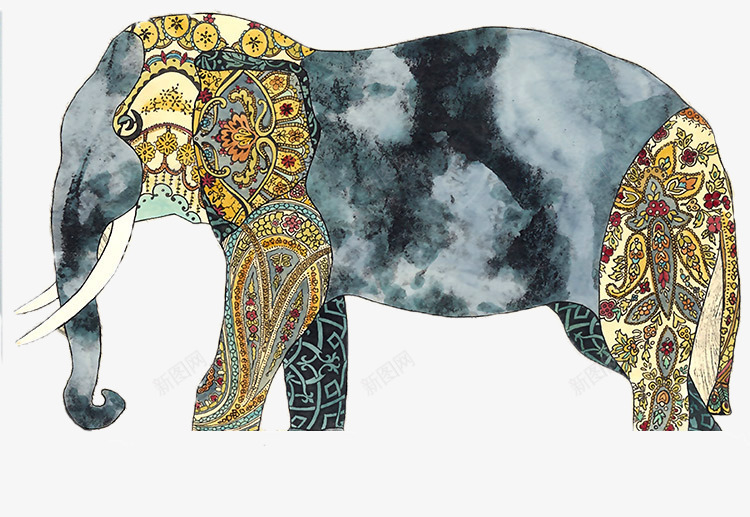 复古大象喷画png免抠素材_新图网 https://ixintu.com 创意 喷画 复古 大象
