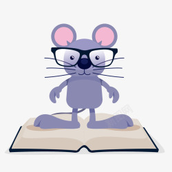 紫色戴眼镜可爱老鼠矢量图素材