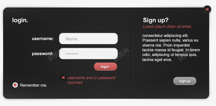 UI登录注册框psd免抠素材_新图网 https://ixintu.com UI 弹出框 注册 登录 窗口