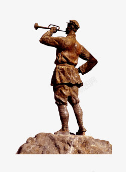 红军吹号灰色吹号的红军战士雕塑高清图片