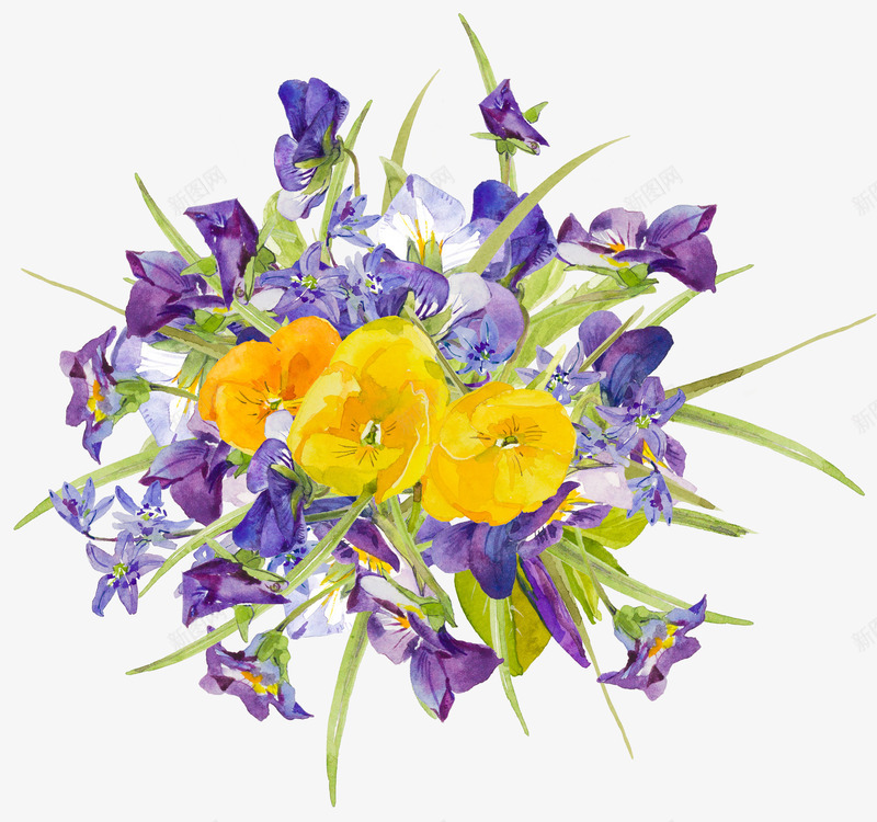 一束鲜花png免抠素材_新图网 https://ixintu.com 矢量装饰 紫色的花 花朵 装饰 鲜花