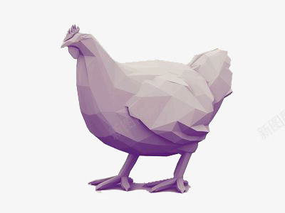 3D打印紫色鸡png免抠素材_新图网 https://ixintu.com 创意 动物 极简 立体
