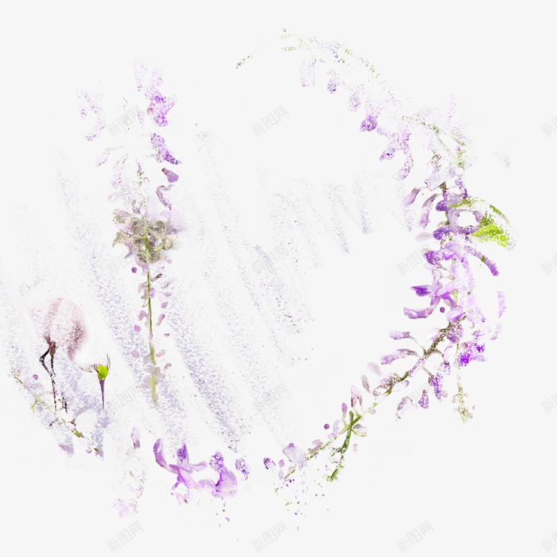 紫藤花瀑布png免抠素材_新图网 https://ixintu.com 好看 紫色 绿叶 花朵 装饰