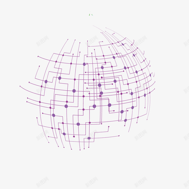 紫色立体圆形电流线路png免抠素材_新图网 https://ixintu.com 圆形 电流线条 电流线路 立体 紫色