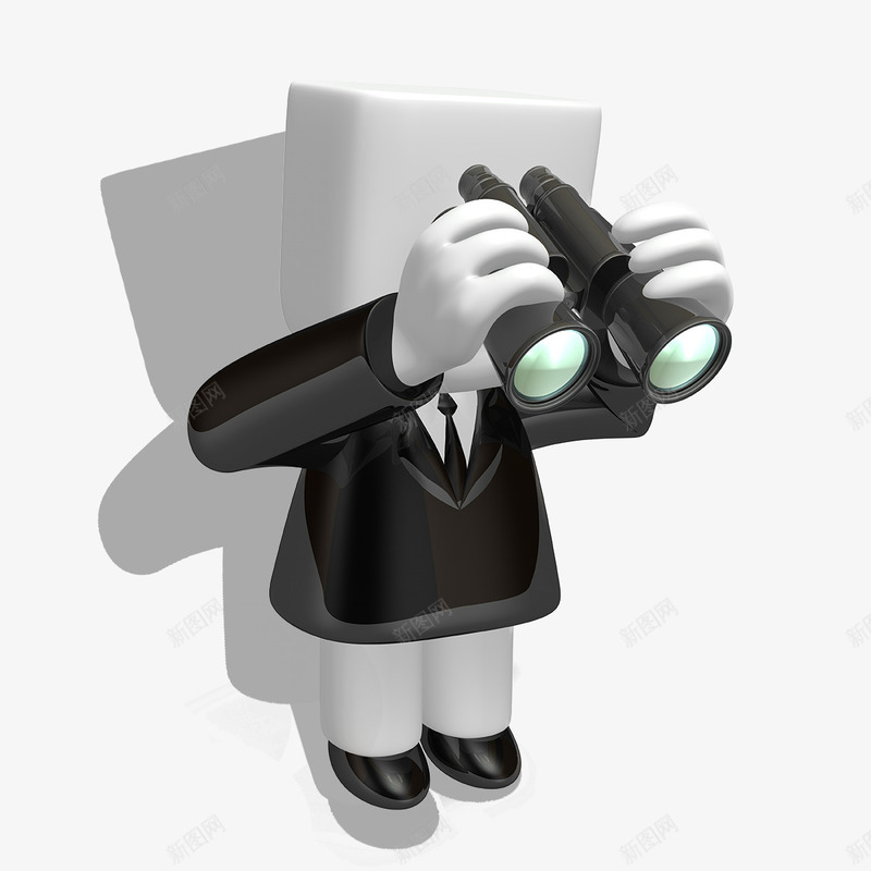 3D小人psd免抠素材_新图网 https://ixintu.com 3D小人 拿望远镜的小人 电子商务