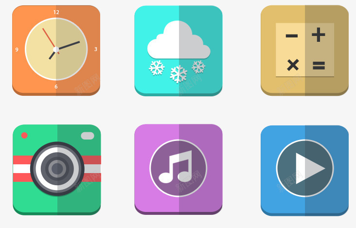 UI精致图标psd_新图网 https://ixintu.com UI 图标 时钟 相机 音乐