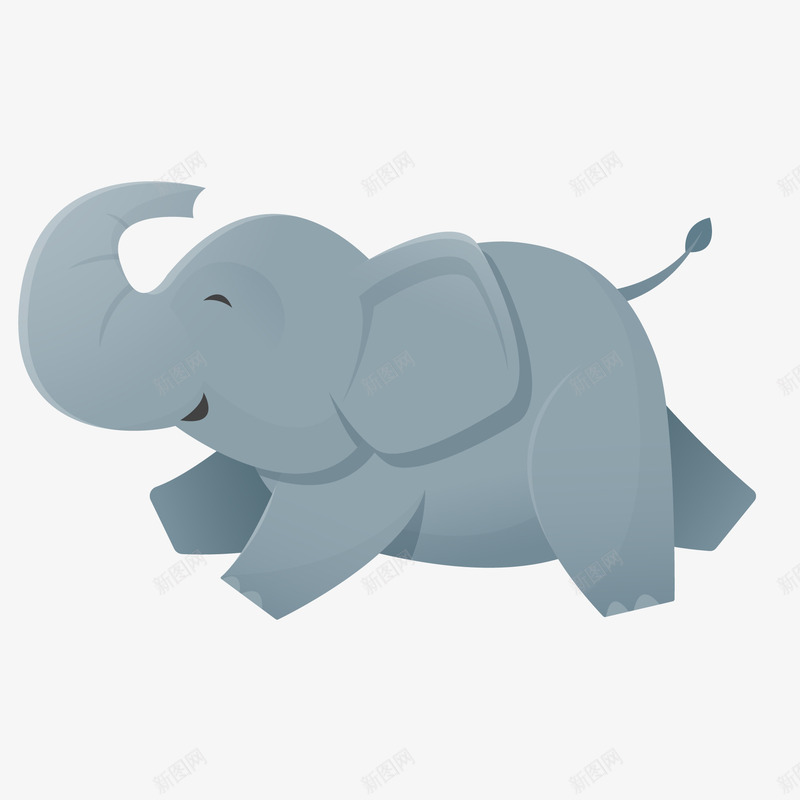 奔跑的小象动物矢量图ai免抠素材_新图网 https://ixintu.com 动物设计 卡通 奔跑 小象 灰色 野生动物 矢量图