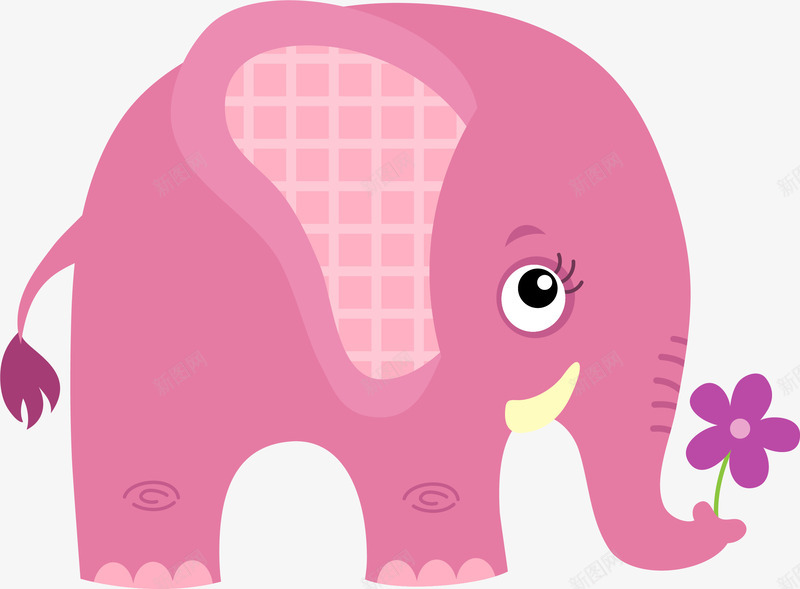 粉色卡通大象装饰图案png免抠素材_新图网 https://ixintu.com 免抠PNG 卡通 大象 粉色 装饰图案
