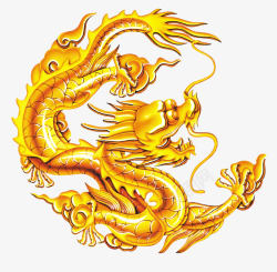 中国龙金色的龙纹素材