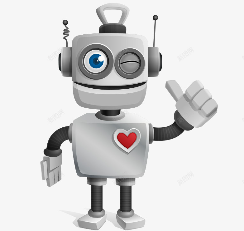 卡通手绘3D立体可爱机器人png免抠素材_新图网 https://ixintu.com 卡通的机器人 可爱的机器人 平面机器人素材 手绘的3D机器人 立体的机器人