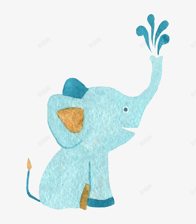 淡蓝色大象png免抠素材_新图网 https://ixintu.com 喷水的大象 水彩大象 淡蓝色大象