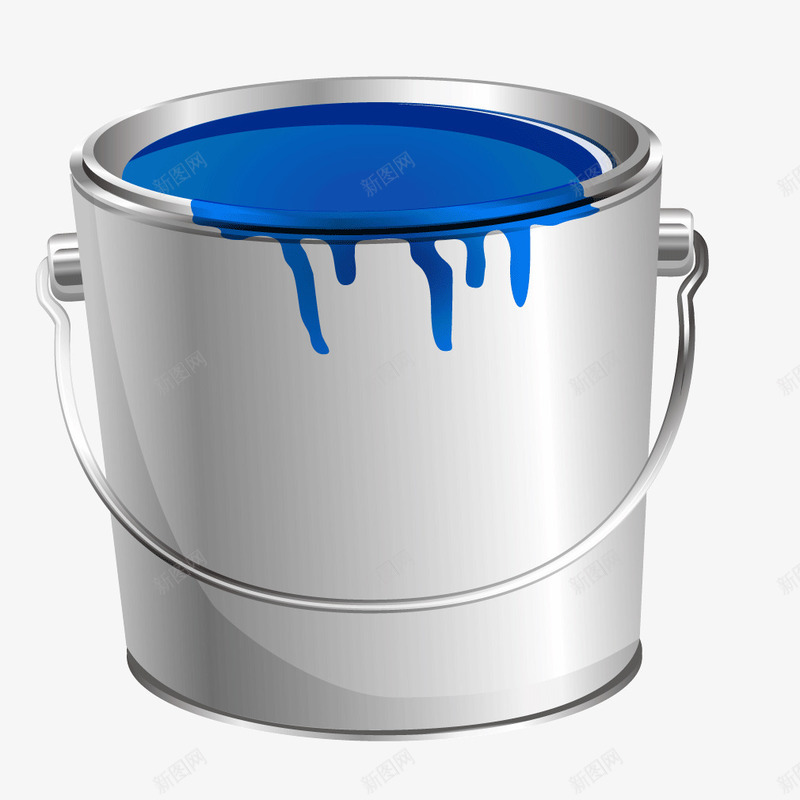 灰色质感油漆桶蓝色png免抠素材_新图网 https://ixintu.com 油漆桶 灰色 蓝色 质感 质感蓝色