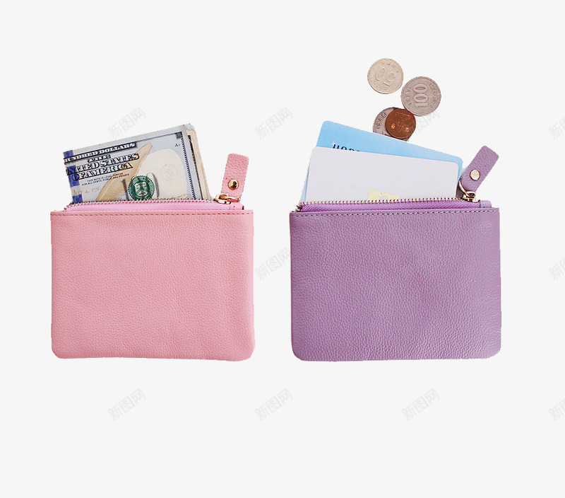 女士零钱包png免抠素材_新图网 https://ixintu.com 产品实物 卡包 拉链包 粉色 紫色