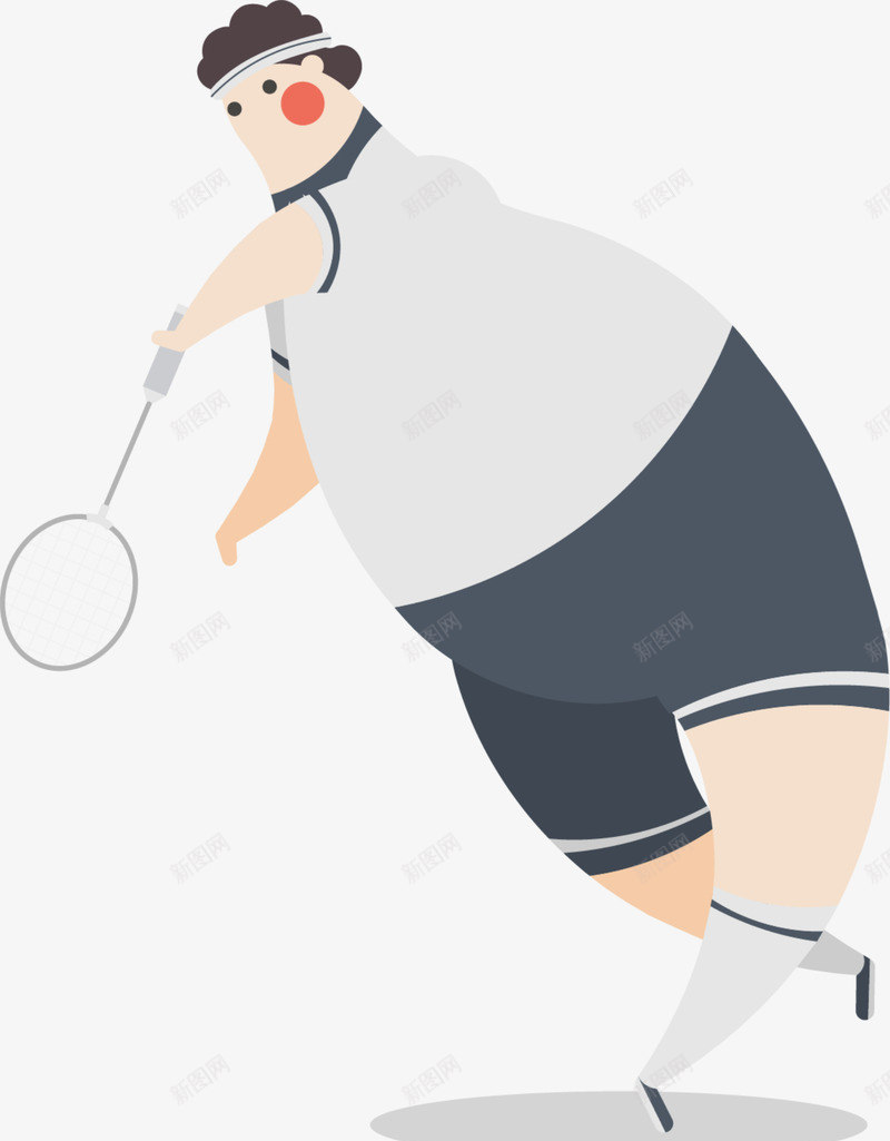 打羽毛球的肥胖男人png免抠素材_新图网 https://ixintu.com 减肥 手拿球拍 打羽毛球 肥胖男人 运动 锻炼
