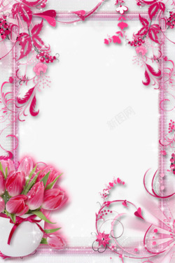 粉色鲜花装饰背景相框素材