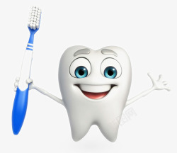 3D牙刷牙膏牙刷卡通3d小人牙齿高清图片