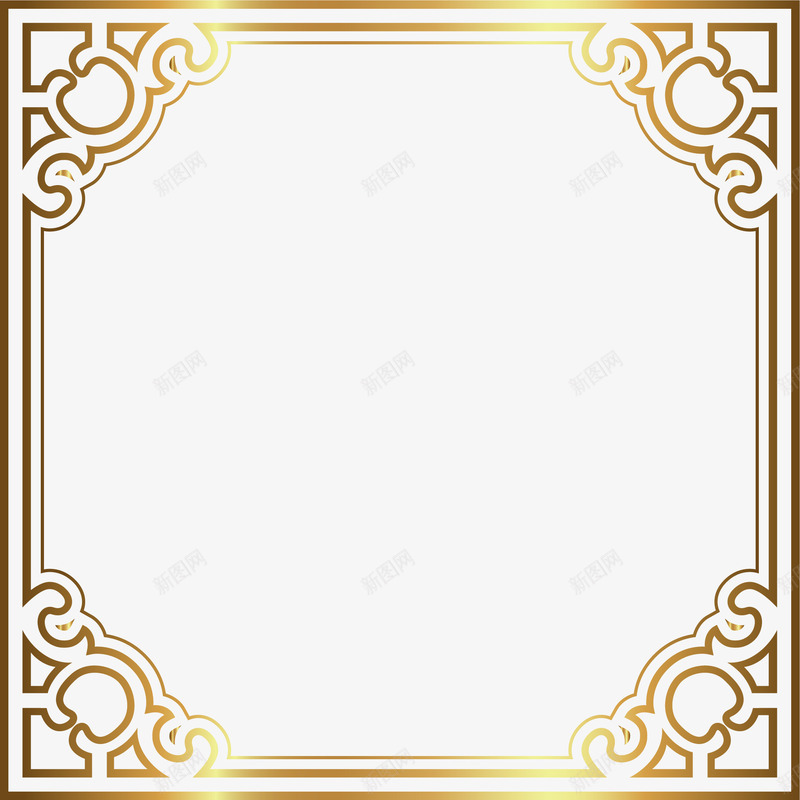 奢华金色边框png免抠素材_新图网 https://ixintu.com 光晕 大气 奢华 弧线 方块 线条 边框 金色