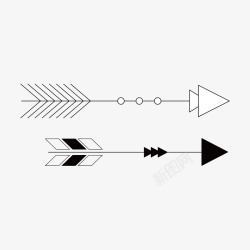 弓箭PNG图标横向黑白创意抽象箭头弓箭P矢量图图标高清图片
