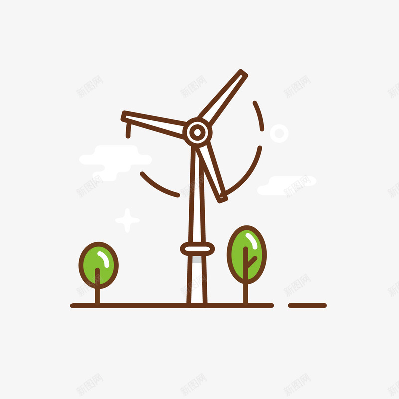 灰色风力发电png免抠素材_新图网 https://ixintu.com 发电 大树 手绘 植物 灰色 能源 自然 风力