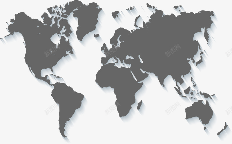 现代简约全球地图png免抠素材_新图网 https://ixintu.com 全球地图 灰色 现代 黑白