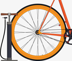 手绘自行车轮胎打气筒矢量图素材