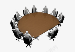 开圆桌会议的立体小人立体小人3D圆桌会议高清图片