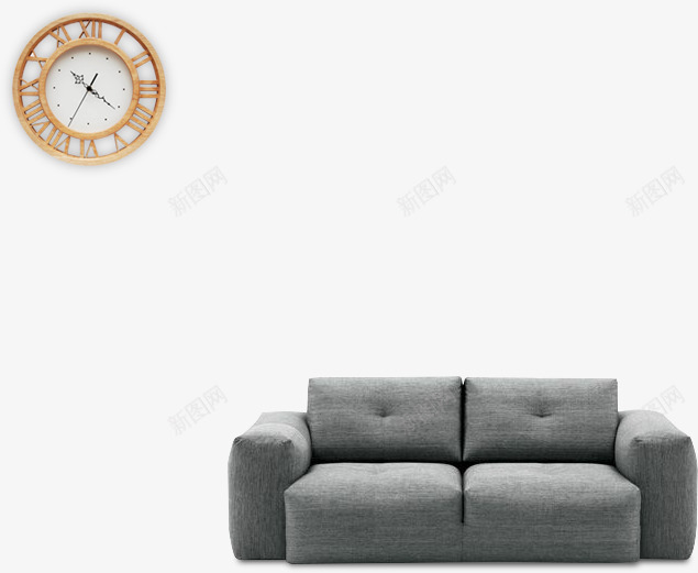 灰色北欧沙发png免抠素材_新图网 https://ixintu.com 实木沙发 灰色北欧沙发 简欧凳子