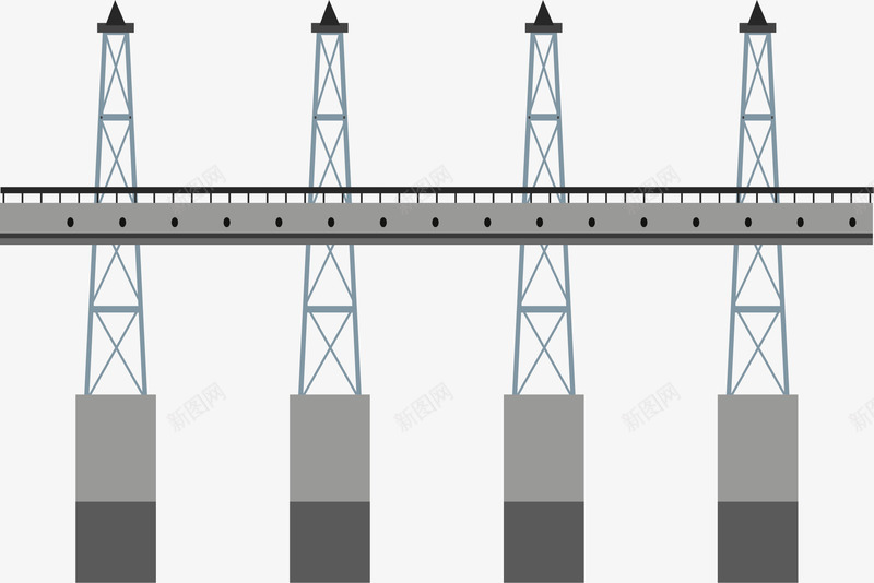 水面上的路道桥梁矢量图ai免抠素材_新图网 https://ixintu.com 大桥 桥梁 桥梁桩基 灰色 路道 道路桥梁 矢量图