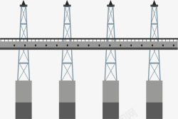 桩基水面上的路道桥梁矢量图高清图片