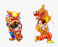 中国元宵节卡通舞狮高清图片