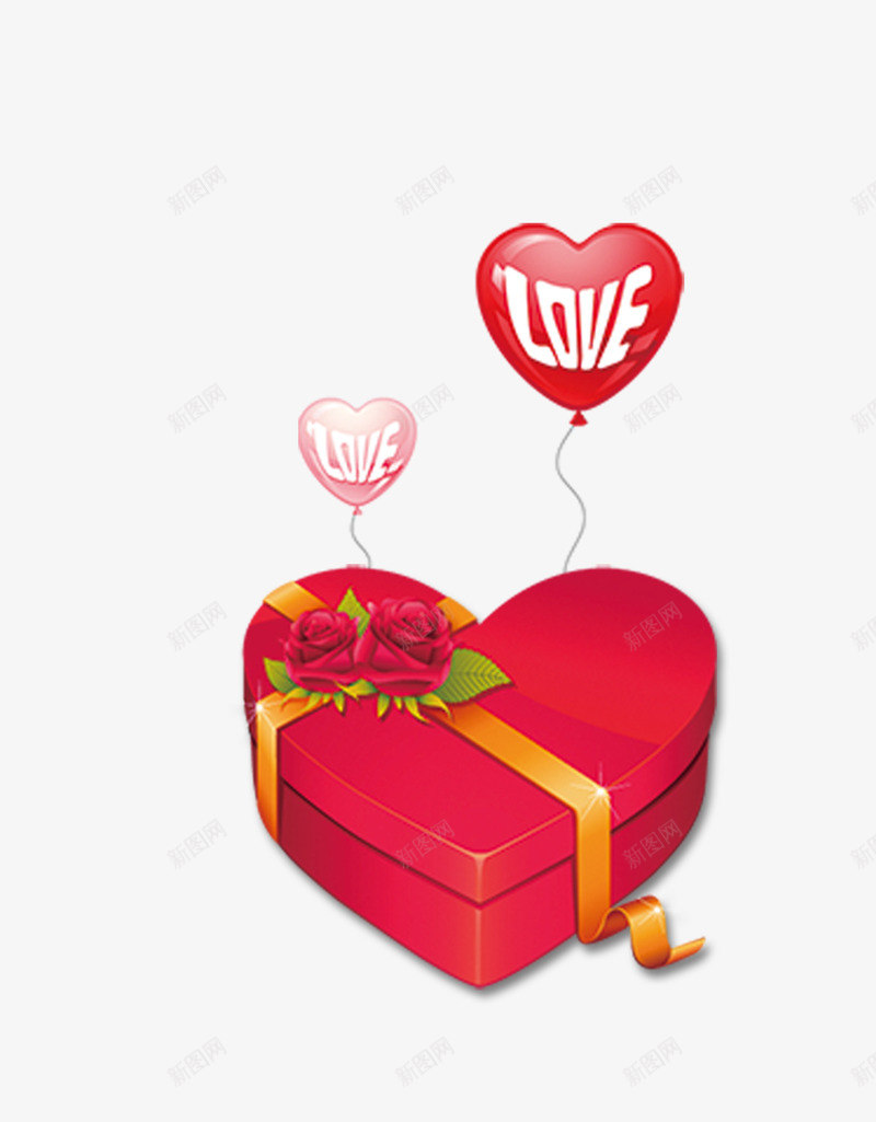 爱心礼盒png免抠素材_新图网 https://ixintu.com love 爱心气球 玫瑰 盒子 红色