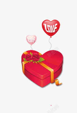 玫瑰气球爱心礼盒高清图片
