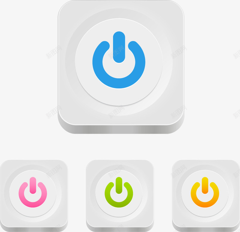 按钮png免抠素材_新图网 https://ixintu.com UI设计 免费矢量下载 关机键 按钮 方型按钮