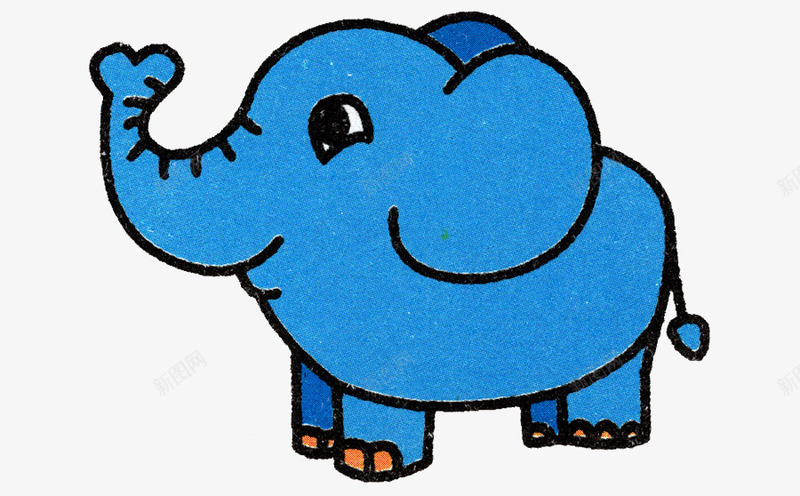 手绘蓝色可爱的大象png免抠素材_新图网 https://ixintu.com 大象图片素材 大象素材 手绘 蓝色