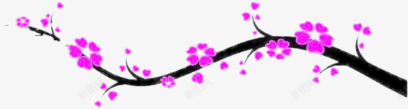 一只紫色的梅花png免抠素材_新图网 https://ixintu.com 喜庆 手绘 梅花 节日