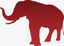 红色大象剪影素材