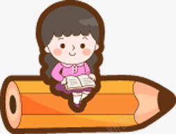坐在铅笔上的女孩png免抠素材_新图网 https://ixintu.com 坐在铅笔上的女孩 开学季元素 教育 看书