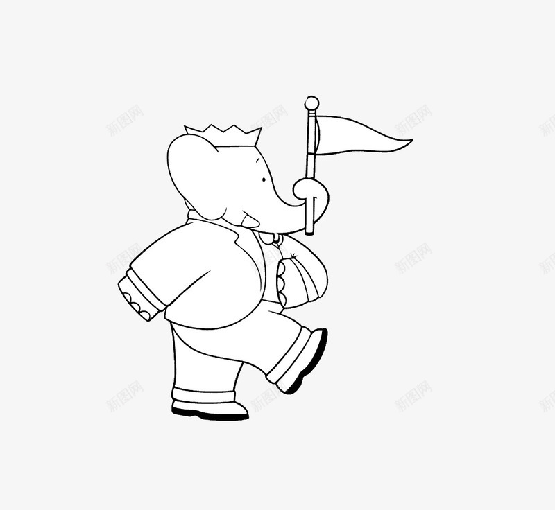 大象举旗子png免抠素材_新图网 https://ixintu.com 卡通 大象 旗子 简笔画