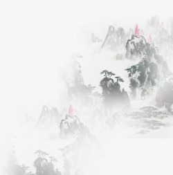 灰色中国风高山画作边框纹理素材