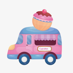 粉色冰淇淋主题食物快餐车矢量图素材