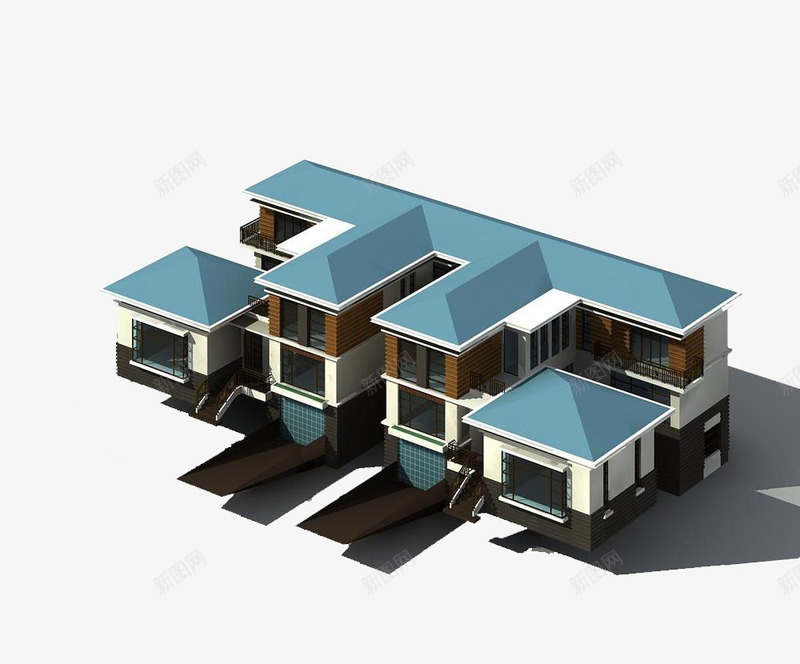 房子户型图png免抠素材_新图网 https://ixintu.com 别墅装修3D效果图 复式房子立体图 户型图效果 房屋修建模型图 立体房屋