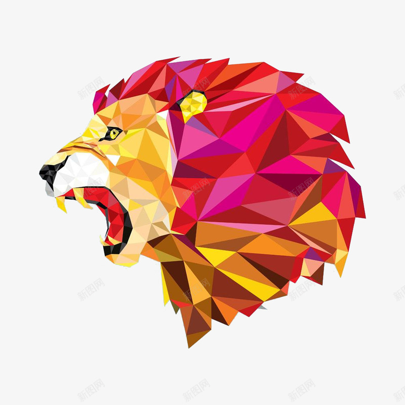 彩色不规则三角形组成的狮子png免抠素材_新图网 https://ixintu.com 三角形 不规则 卡通 彩色 狮子