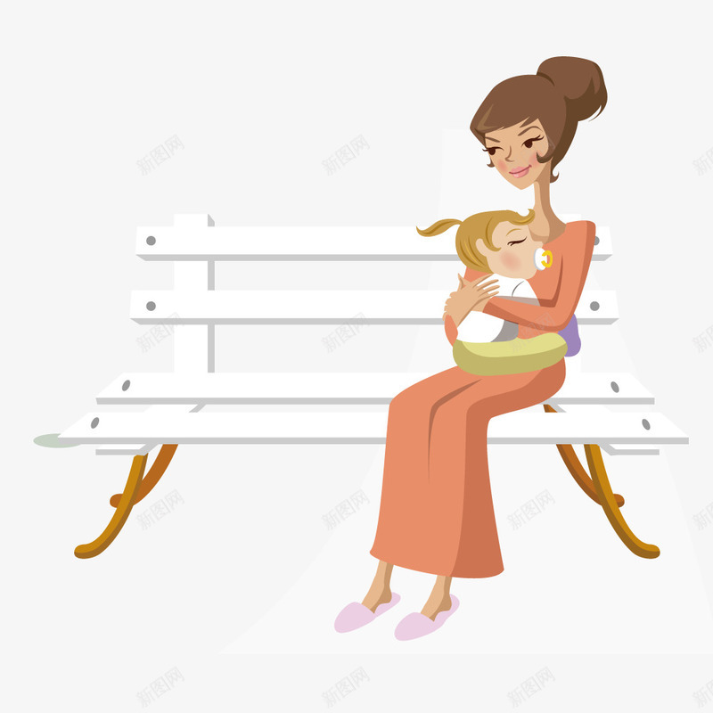 妈妈抱着熟睡的孩子矢量图ai免抠素材_新图网 https://ixintu.com 人物 创意 孩子 手绘 插画 母亲 矢量图