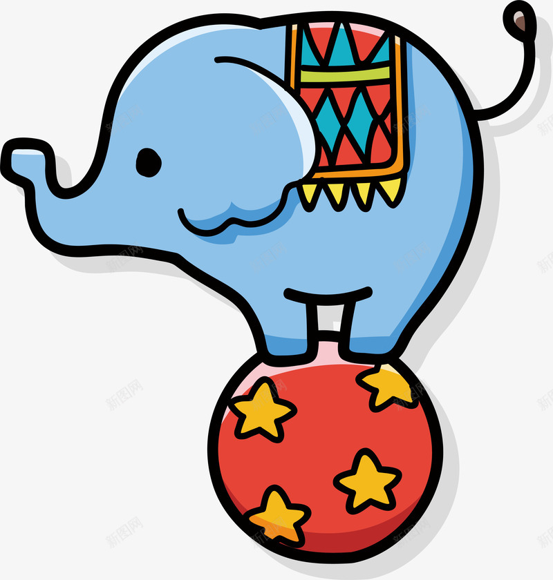 马戏团大象表演png免抠素材_新图网 https://ixintu.com 儿童 大象表演 手绘可爱 游乐场 矢量图案 马戏团