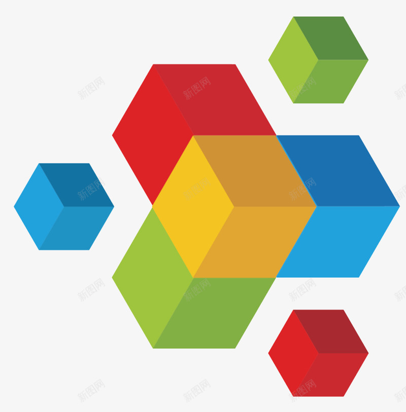彩色方块图标png_新图网 https://ixintu.com 3D 广告设计 方块组合 立体LOGO 立体方块 设计